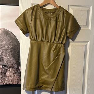 Habitual Olive Faux Leather Dress. Can be worn as a top.